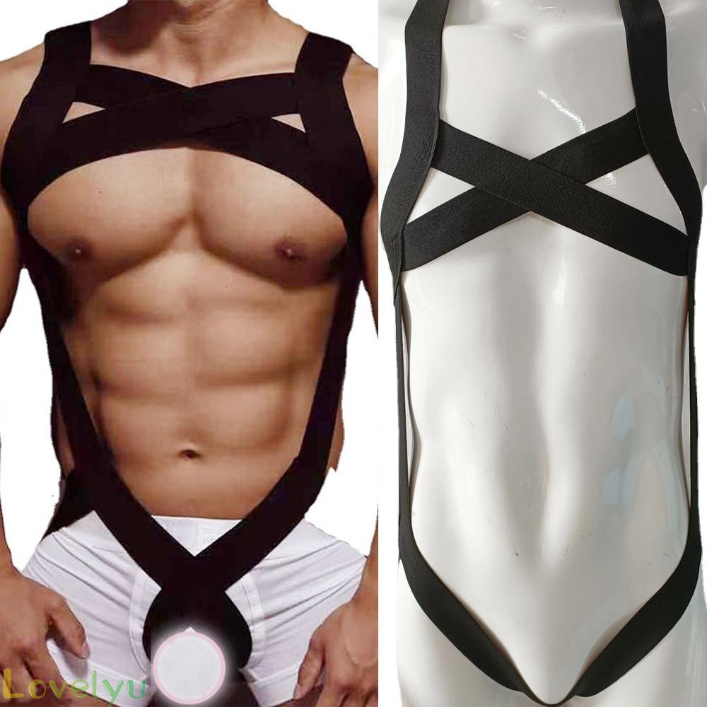 Male Underwear Black Bodysuit Fashion Jumpsuit Stage Performance Costume
