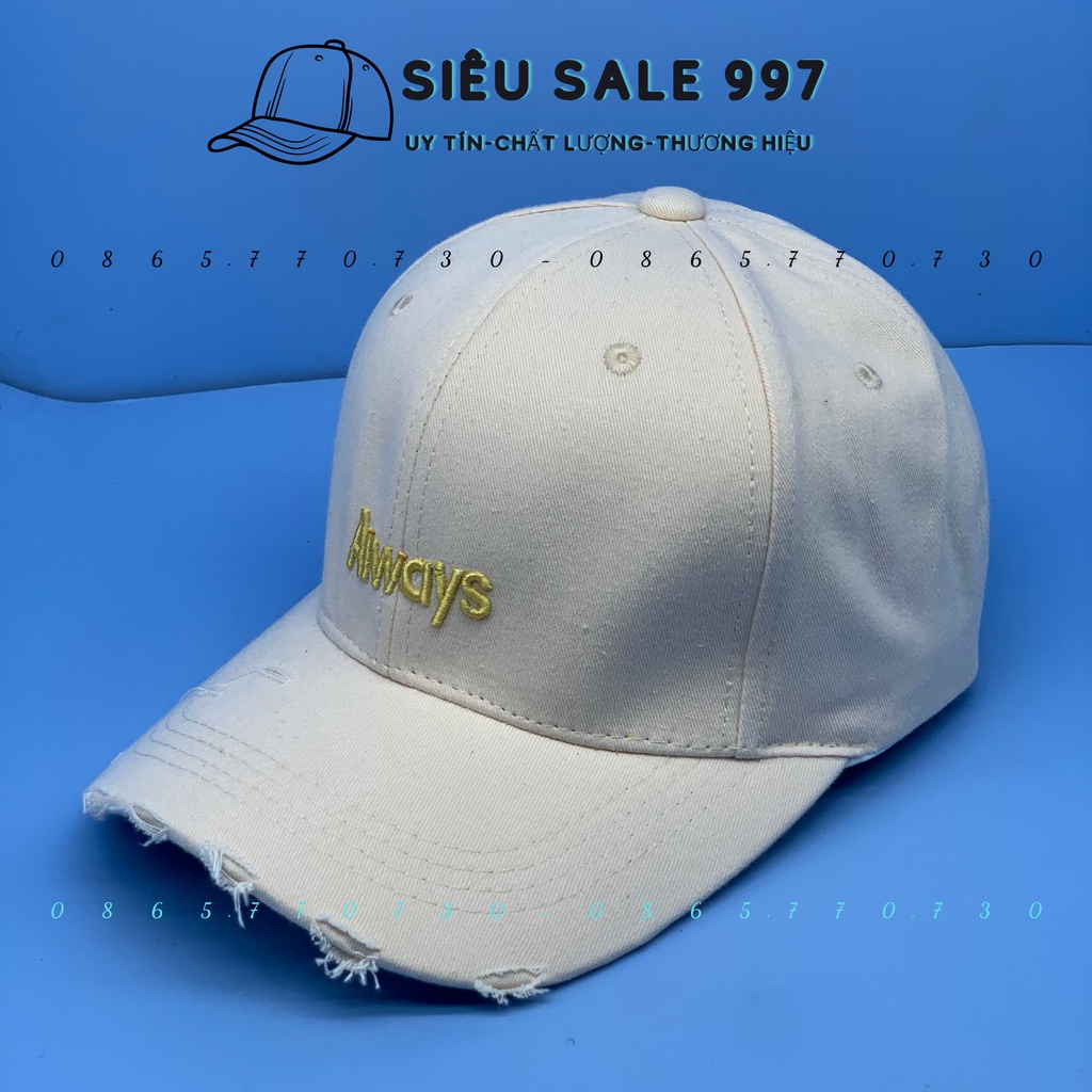 NÓN LƯỠI TRAI NHUNG ALWAYS RÁCH NHẸ CÁ TÍNH THỜI TRANG NAM NỮ ĐẸP