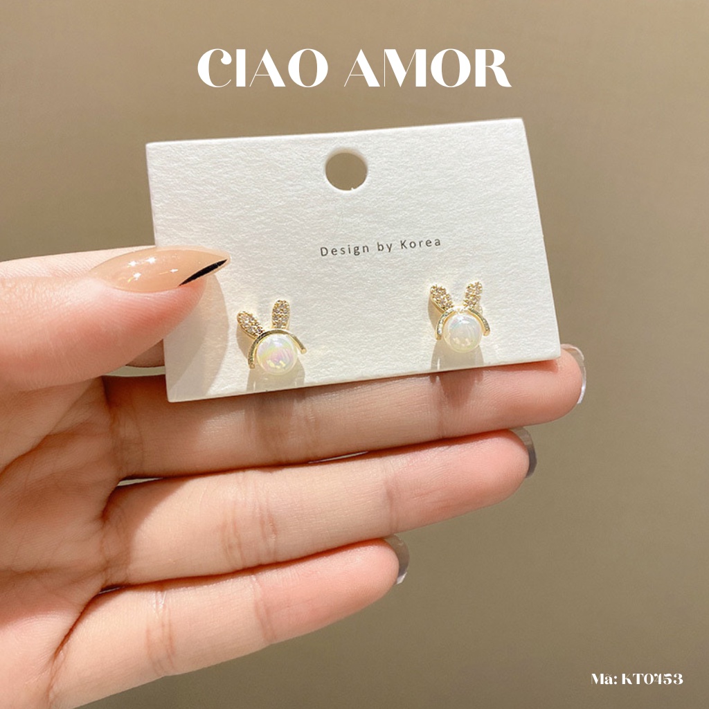 KT0453-Khuyên tai nữ, Bông tai nụ bạc 925 thỏ con đáng yêu đơn giản Trang sức Ciao Amor