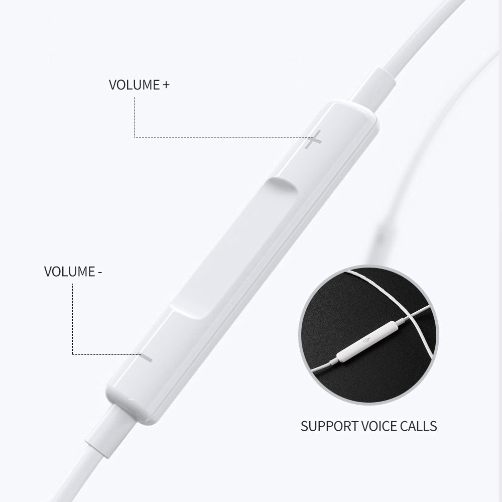 Music Wired Earphone For Huawei P30 Pro Volume Control Stereo Type C Earbuds Headset For iP 6S With Mic Headphones