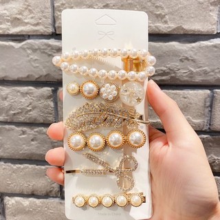 kẹp tóc.set 5 và 6 cái đính đá sang chảnh đính đá đen trắng