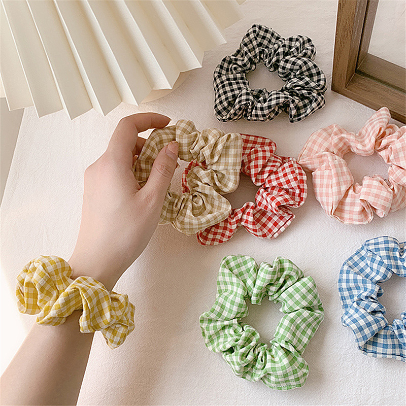 Dây Buộc Tóc Họa Tiết Caro Xinh Xắn Cho Nữ