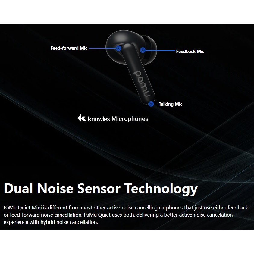 Tai nghe True Wireless Pamu Quiet Mini Chống Ồn ANC Xuyên Âm GameMode Bluetooth 5.2 - Hàng chính hãng