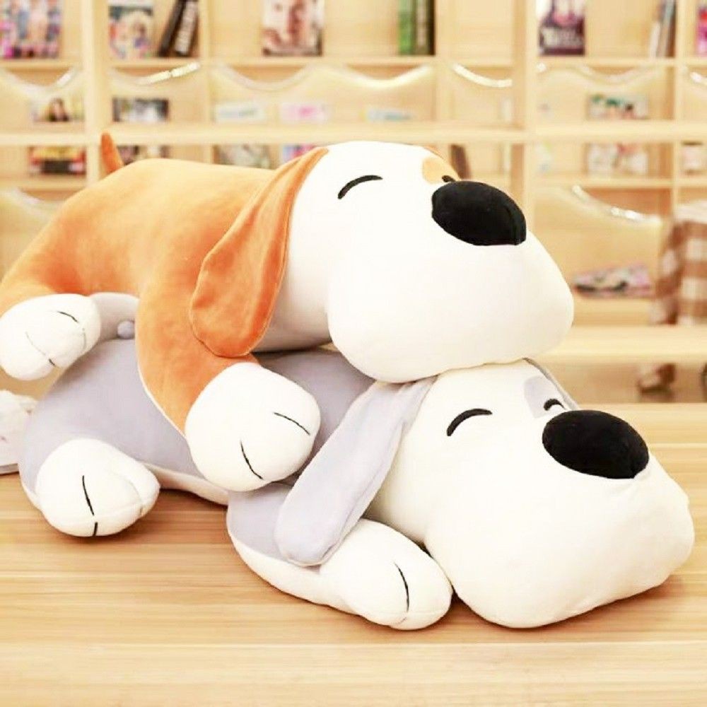 Gấu Bông Chú Chó Nằm Mắt Híp Mũi tròn - Kích Thước 67cm - Chất Liệu Cao Cấp