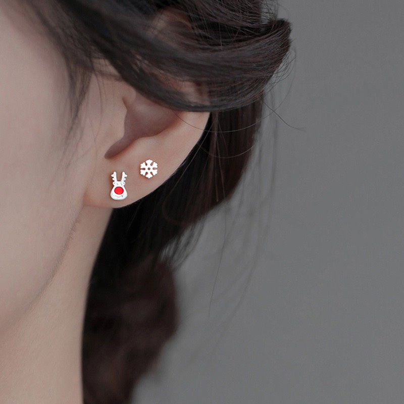 Set khuyên tai bạc 925 tuần lộc xinh xắn đáng yêu Dế Bạc - K5964