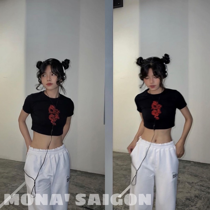 Áo croptop thun Y2K MONÁ - FIRA