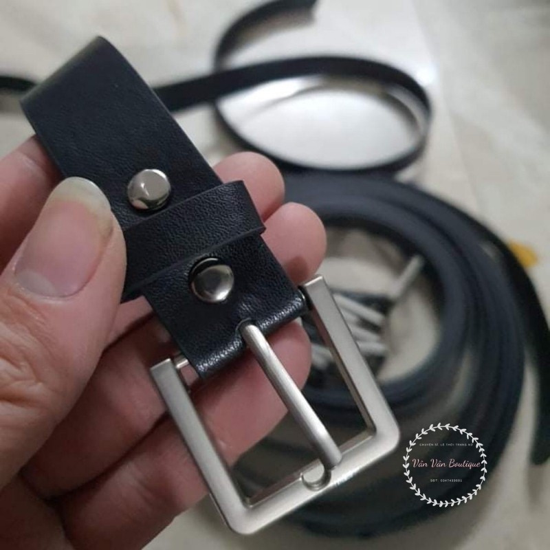 Thắt lưng nữ da mặt vuông nhôm