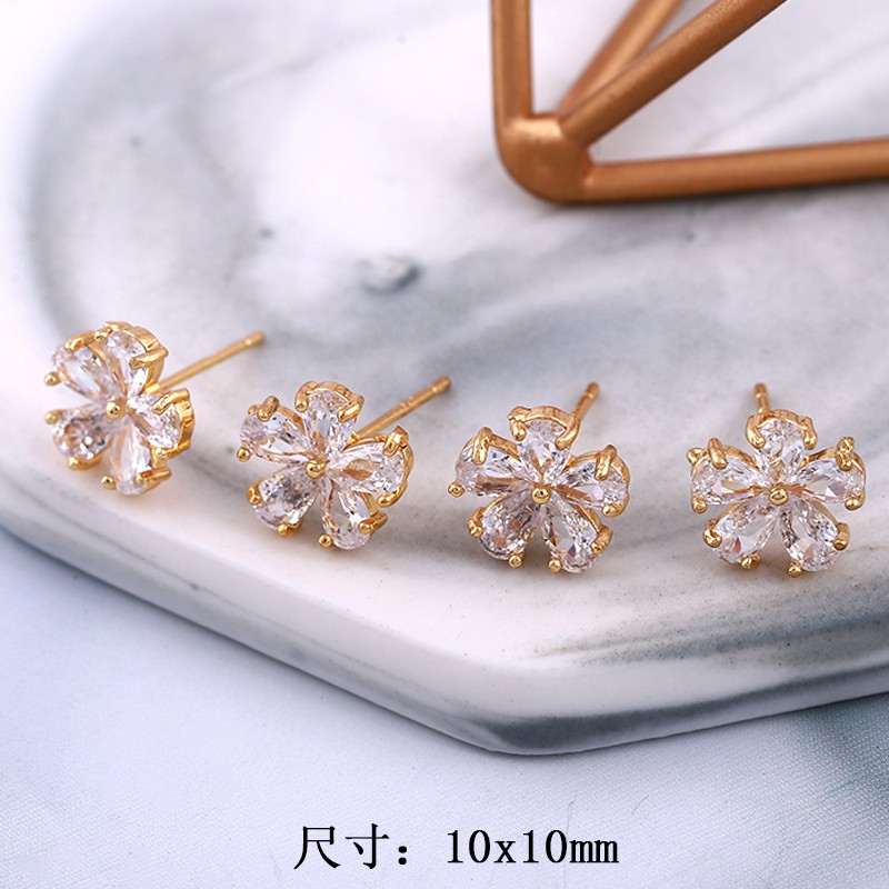 Bông Tai Mạ Vàng 18k Đính Đá Zircon 925 Đơn Giản