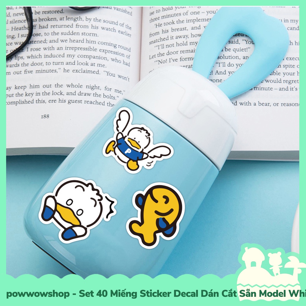 [Sẵn VN - Hỏa Tốc] Set 40 Miếng Sticker Decal Cắt Sẵn DIY Dán Trang Trí Vật Dụng Mẫu Model White Duck Funny Days