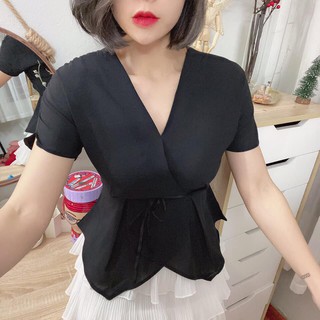 Combo 2 áo sơ mi nơ eo bánh bèo