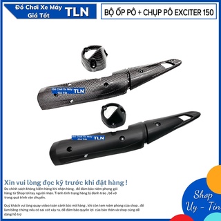 Bộ ốp pô lớn + chụp pô cho exciter 150 cacbon và đen nhám