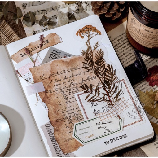 Sticker vintage dán sổ mẫu hoa khô HD220-K56 DIY Crafts, Scrapbook, Journal, Diary, Planner, Wal Seal Ect