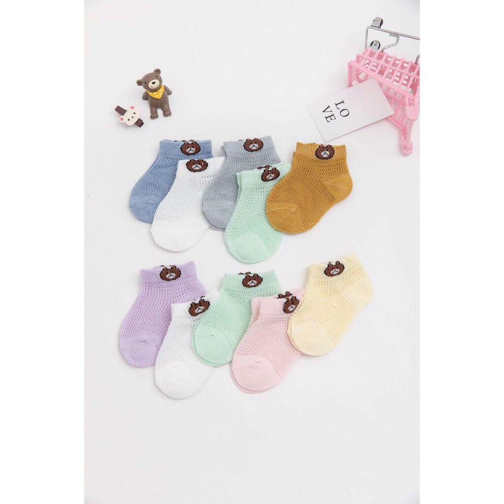 [Loại mỏng] Set 5 đôi tất lưới BABY SOCKS hàng hè cho bé