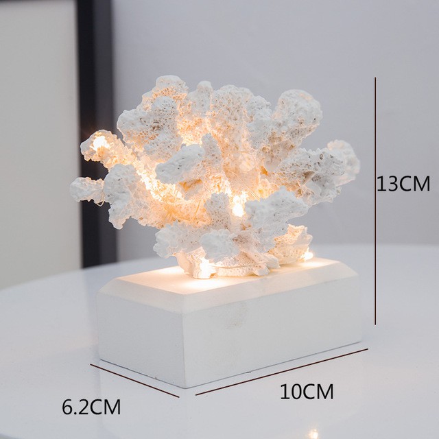 Mô hình san hô mini trang trí có đế đèn LED 12cm  - Decor đồ trang trí theo phong cách biển Địa Trung Hải