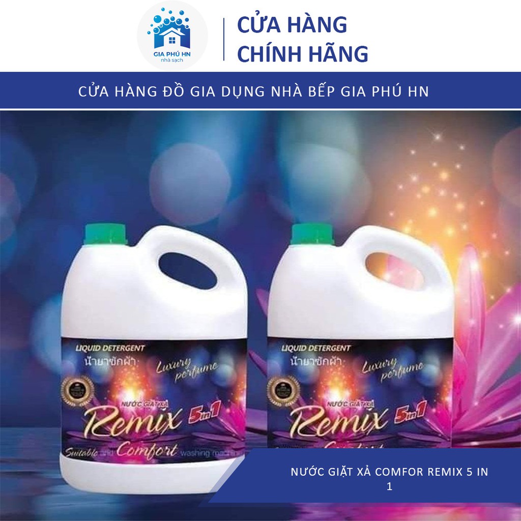 NƯỚC GIẶT xả comfor Remix 5 in 1, Cực Thơm Lâu, Giữ Mùi Cực Tốt, Can 3,6L