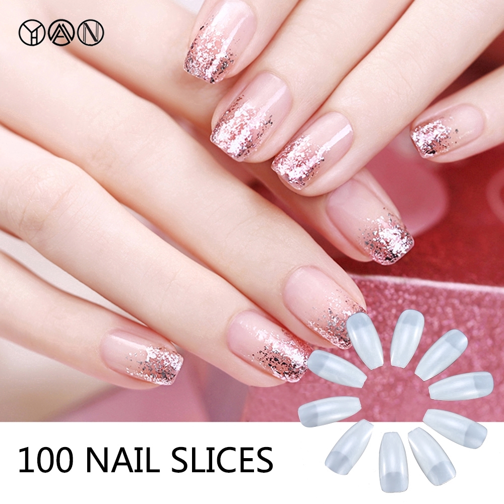 [Hàng mới về] Bộ 100 móng tay giả trong suốt cao cấp tiện dụng