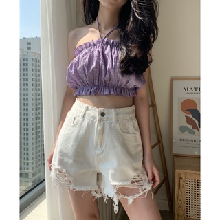 quần short jeans cạp cao QB253 LOLLIE STUDIO