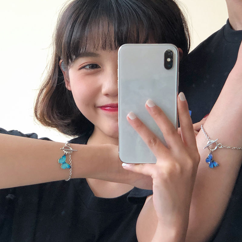BUTTERFLY Dây Chuyền Mặt Bướm Đính Đá Thời Trang Hàn Quốc