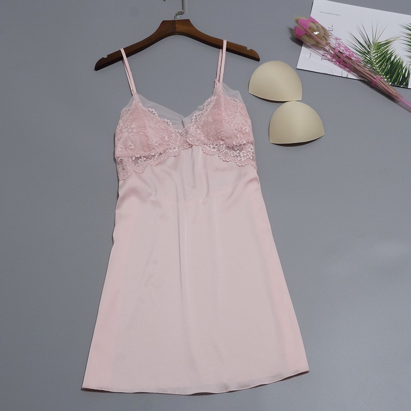 Váy ngủ sexy Bigsize phi lụa hai dây phối lưới ren lưng🔥kèm mút ngực🔥 đồ ngủ satin lụa sexy cao cấp sale giá rẻ | BigBuy360 - bigbuy360.vn