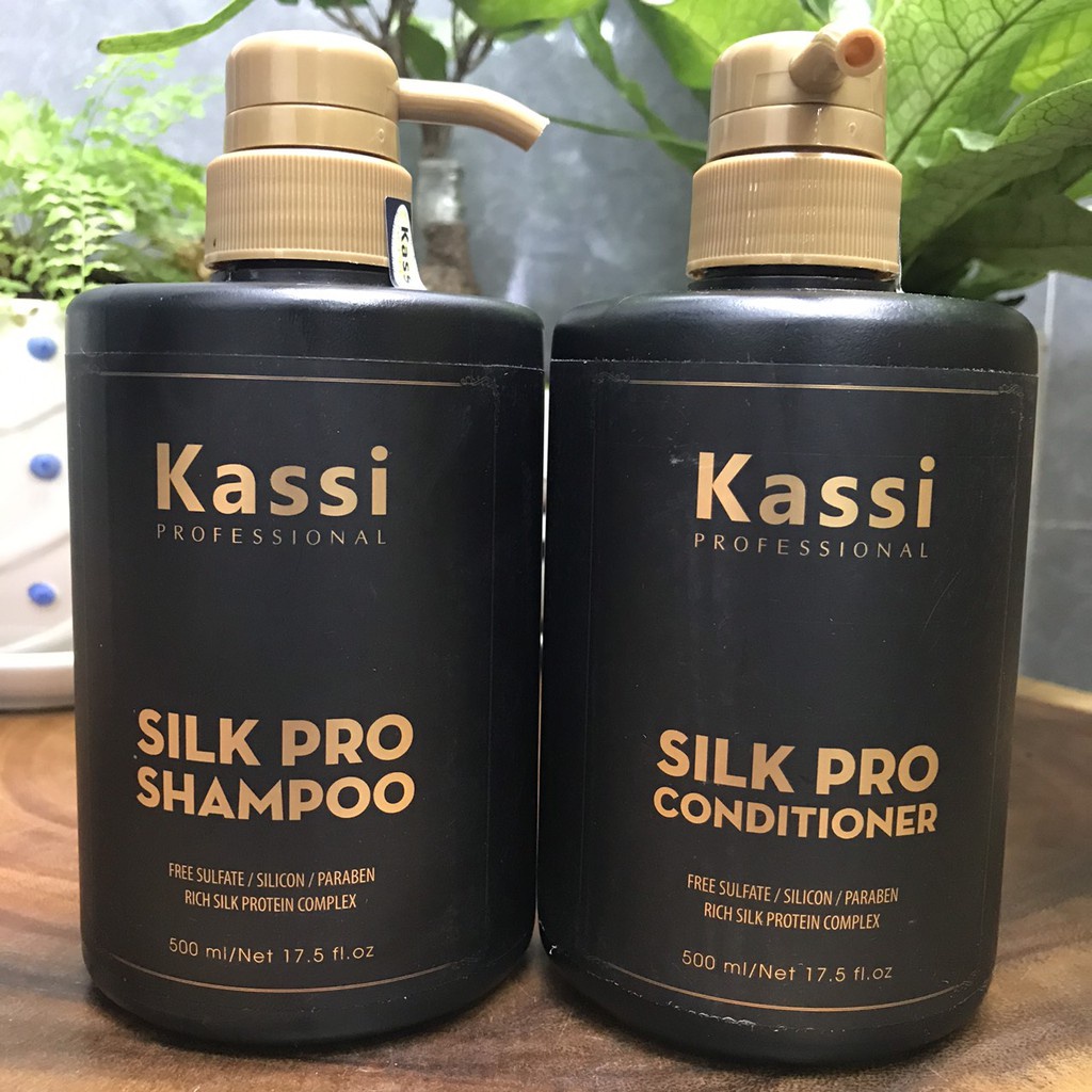 Dầu gội xả phục hồi tóc hư tổn Kassi Silk Pro 500mlx2