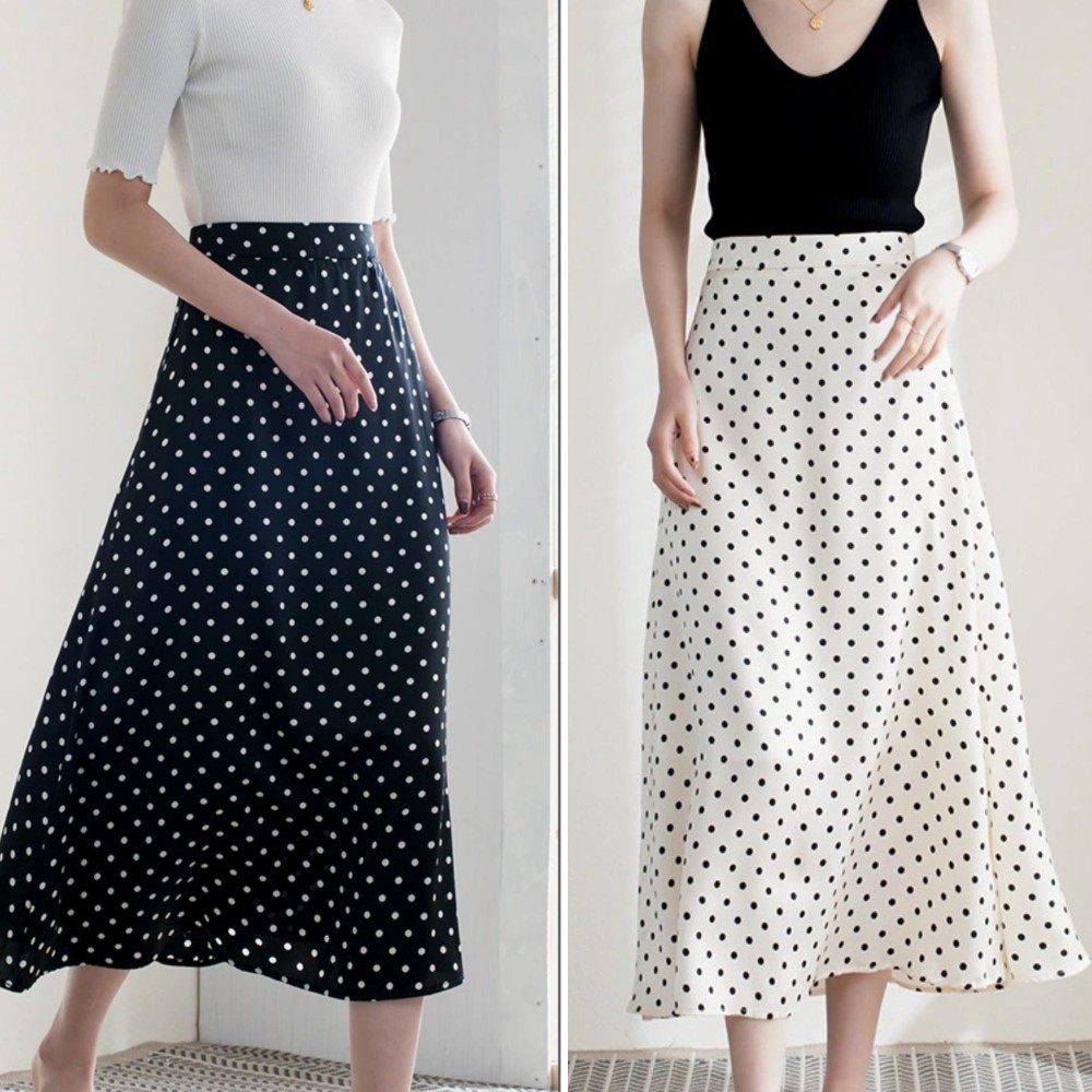 [2 lớp] CHÂN VÁY DÀI QUA GỐI CHẤT VOAN NHẬT – CHÂN VÁY HOA NHÍ HỌA TIẾT CHẤM BI | BigBuy360 - bigbuy360.vn