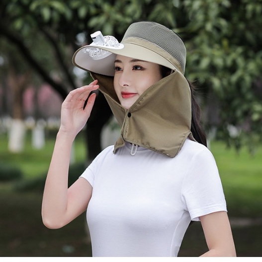 Mũ khẩu trang chống nắng gắn quạt thời trang, nón chống nắng tạo kiểu cao cấp