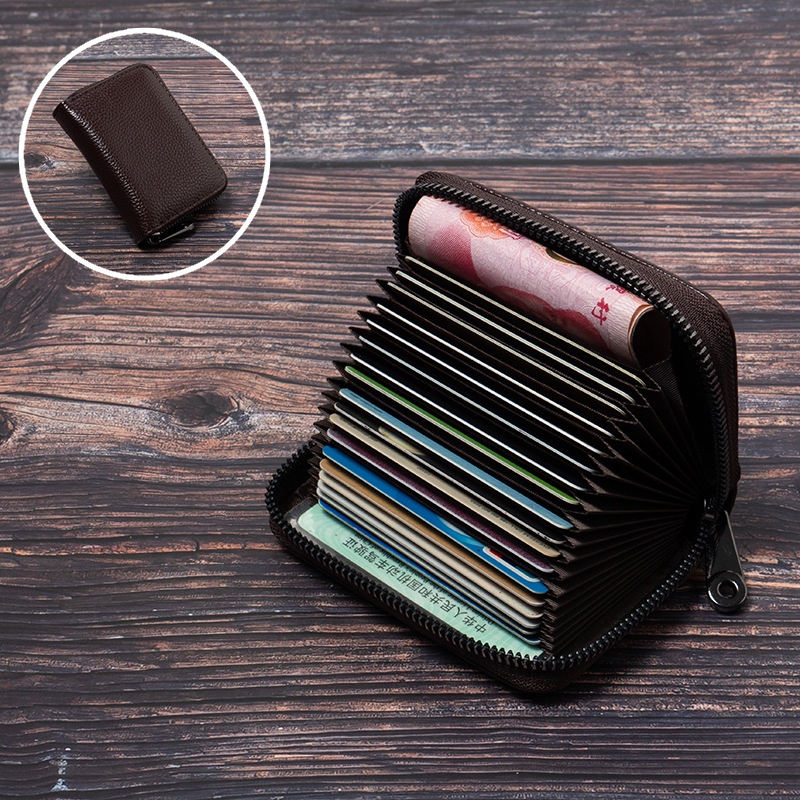 Ví nhỏ Seagloca da PU dây khóa kéo tiện dụng chứa thẻ