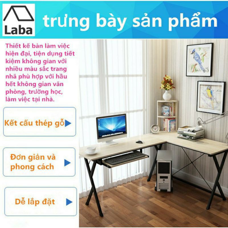 Bàn chữ L để máy tính và sách bằng gỗ ván ép dùng để học tập và làm việc | BigBuy360 - bigbuy360.vn