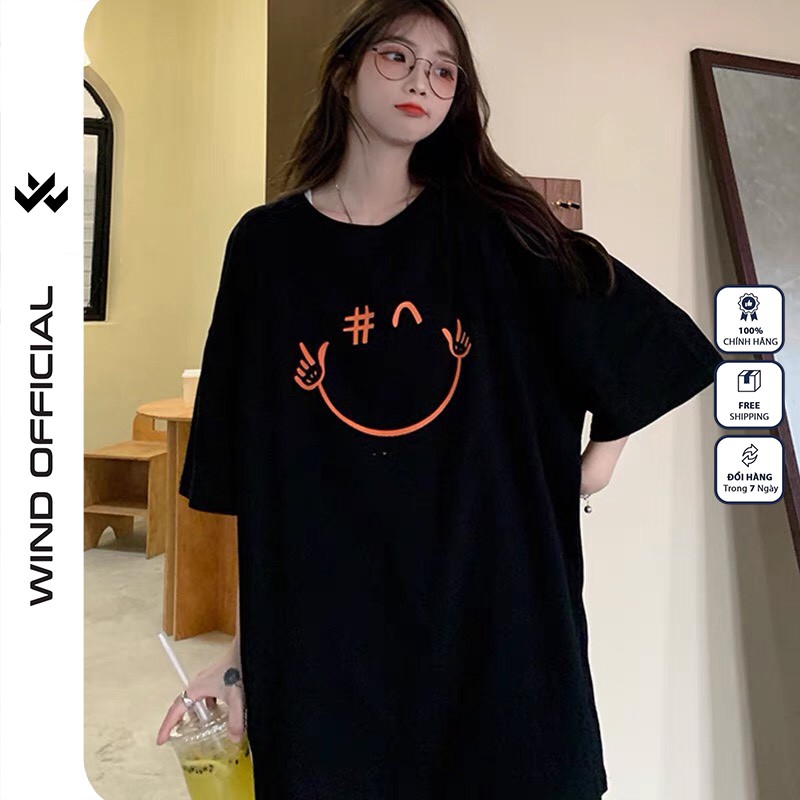 Áo thun tay lỡ unisex form rộng Chào Mặt Cười nam nữ phong cách ulzzang Wind | BigBuy360 - bigbuy360.vn