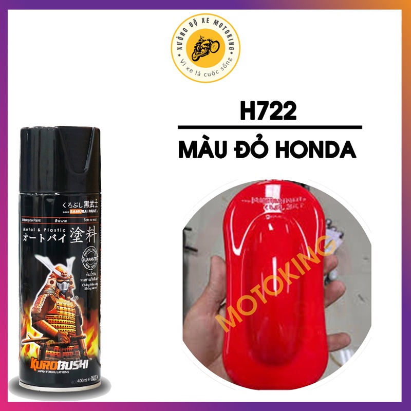 Sơn Samurai màu đỏ Honda H722 - chai sơn xịt chuyên dụng dành cho sơn xe máy