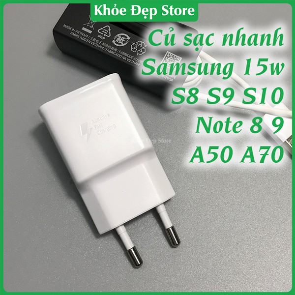 Củ sạc nhanh Samsung 15w chính hãng zin máy S10 dùng cho S Note A 3 5 7 8 9 0 màu trắng