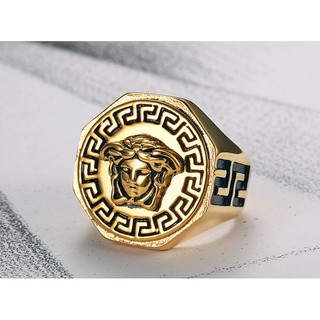 Nhẫn Titan Versace Nam Mạ Vàng 18K