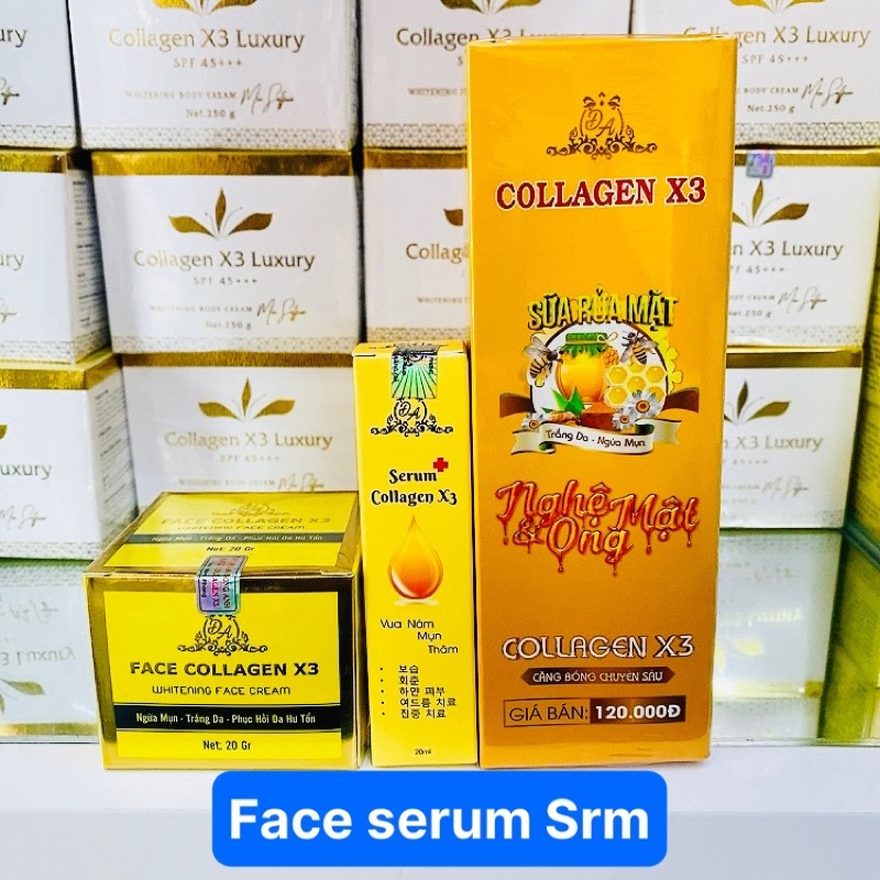 Combo Kem face + Serum nám X3 + Sửa rửa mặt Nghệ Collagen X3 Đông Anh - Chính hãng