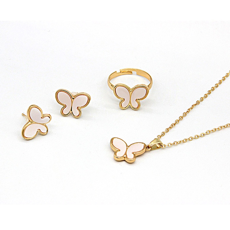 Bộ Trang Sức 3 Món Gồm Nhẫn / Bông Tai / Dây Chuyền Hình Bướm Cho Nữ