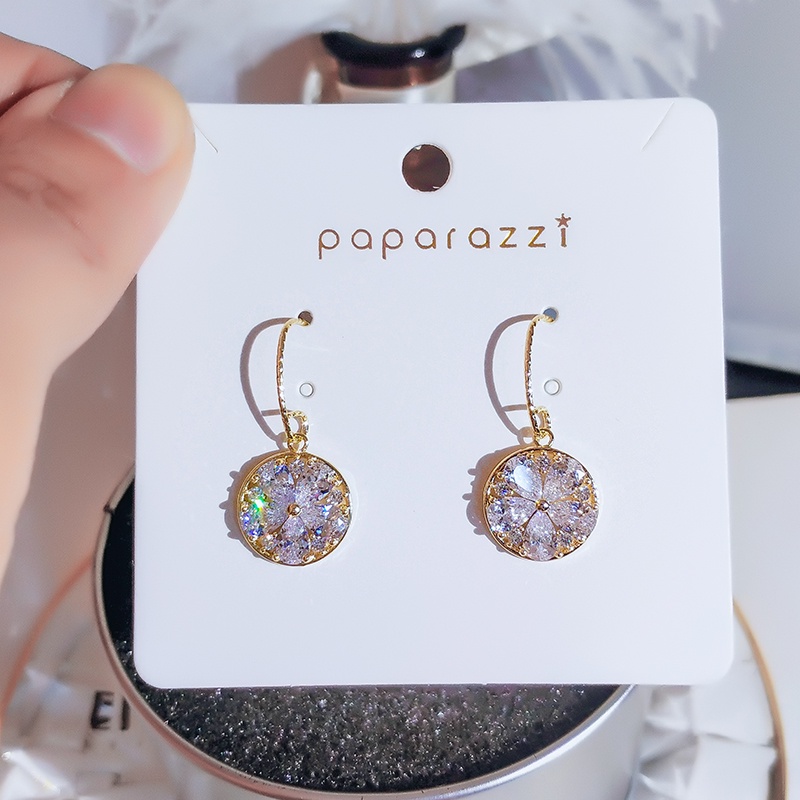 [Jiudoulan] Bông Tai Móc Tròn Hình Hoa Zircon Tinh Tế Cho Nữ