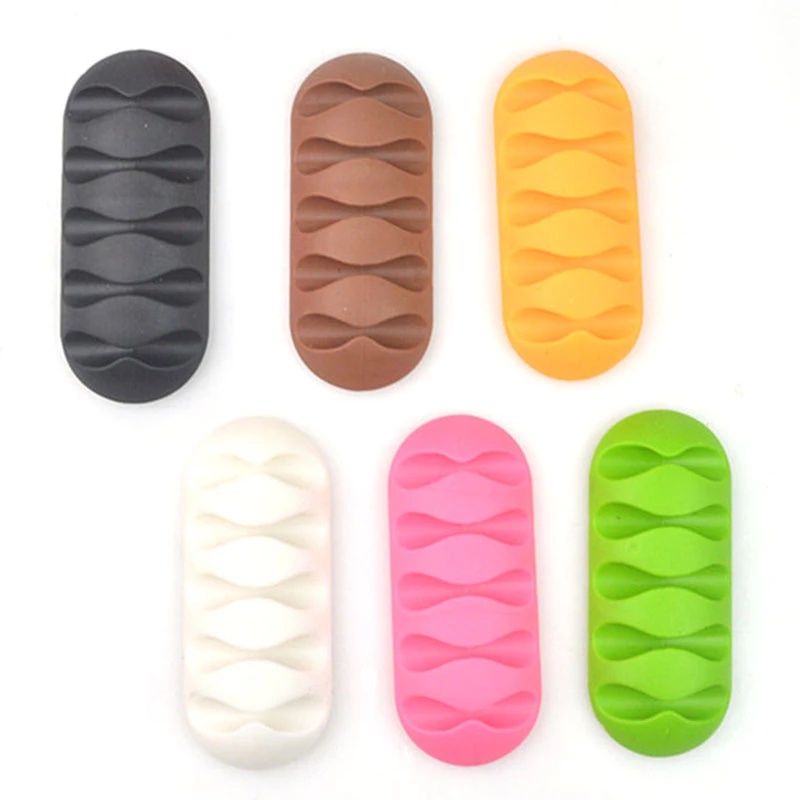 Kẹp Giữ Sắp Xếp Dây Cáp Tai Nghe Bằng Silicone 5 Lỗ Tiện Dụng