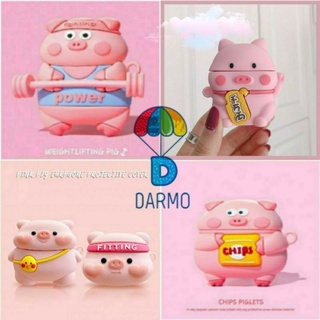 (Order 10 ngày) Case bảo vệ Airpods Pro/1/2 lợn ham ăn cầm gói bim bim/ nâng tạ tập gym/ lợn thần tài may mắn