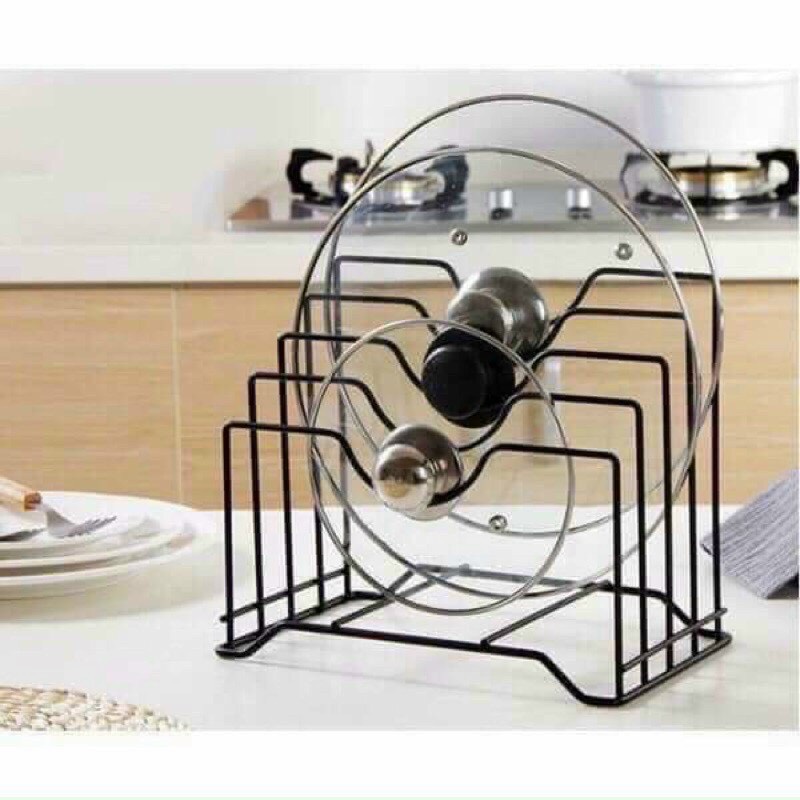Kệ gác nắp nồi, dao thớt đồ dùng nhà bếp, kệ để đồ đa năng bằng thép không ghỉ