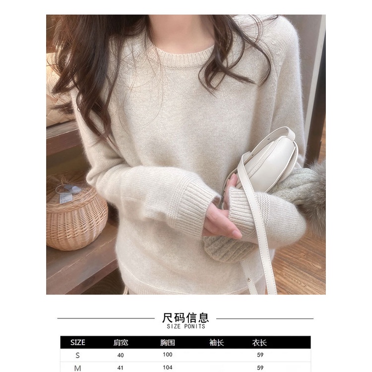 Áo Sweater Cổ Tròn Dáng Rộng Vải Cashmere Kiểu Nhật Bản Thời Trang Thu Đông 2022 Cho Nữ