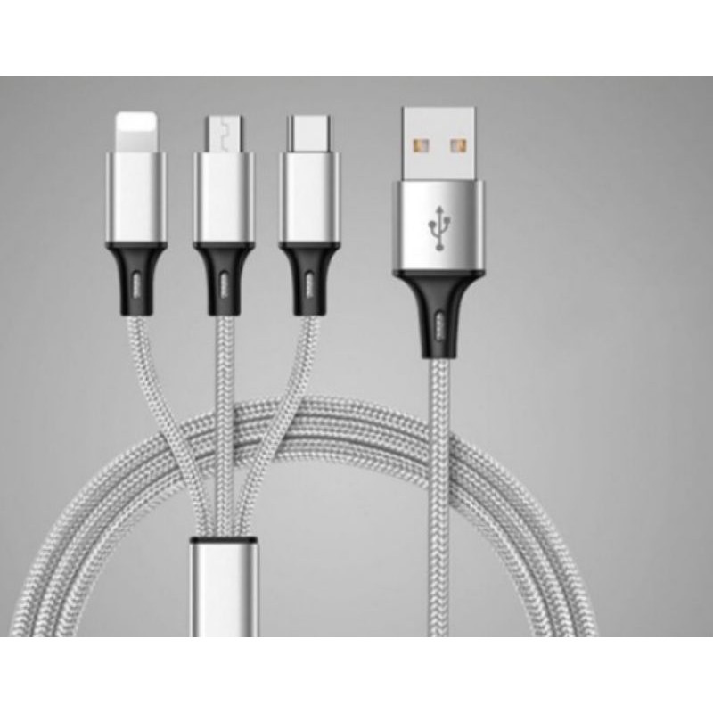 Dây Cáp Dù Sạc Điện Thoại 3 Đầu Lightning/Micro USB/Type C