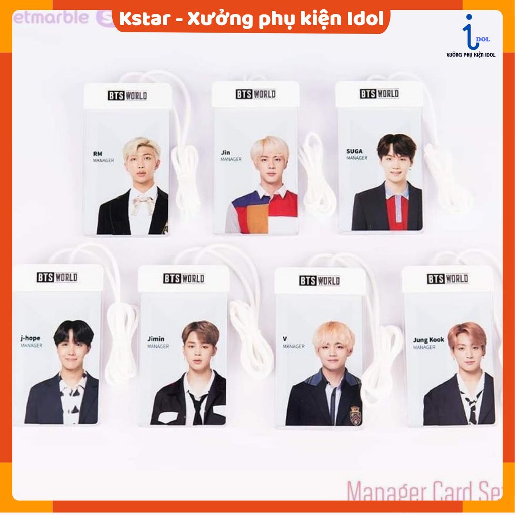 [Hàng sẵn] THẺ ĐEO MANAGER CARD SET Bangtan WORLD OFFICIAL (K85)