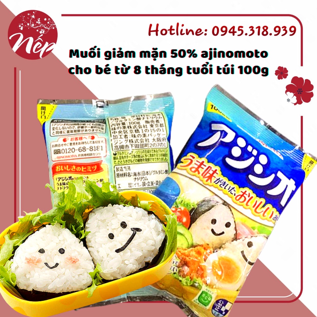 Muối giảm mặn 50% ajinomoto nhật bản cho bé từ 8 tháng tuổi túi 100g