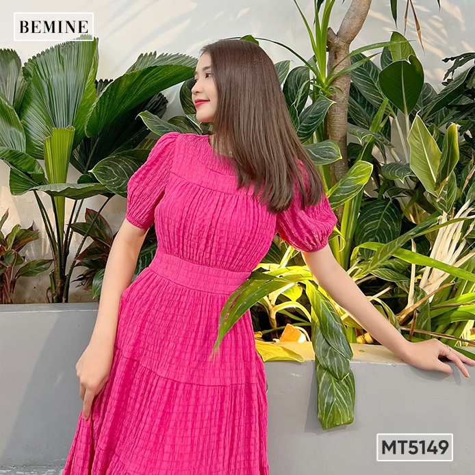 Đầm maxi đi biển nhún tay bồng BEMINE MT5149HONG