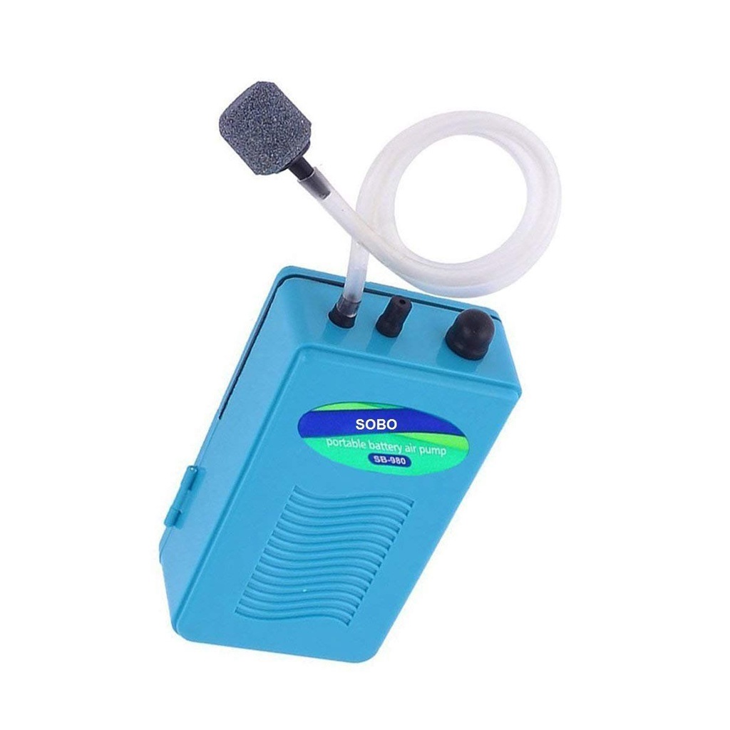 Máy bơm oxy chạy pin, máy sủi oxy mini giá rẻ, sủi Sobo SB980 Battery Air Pump Single Outlet - 120 L/H