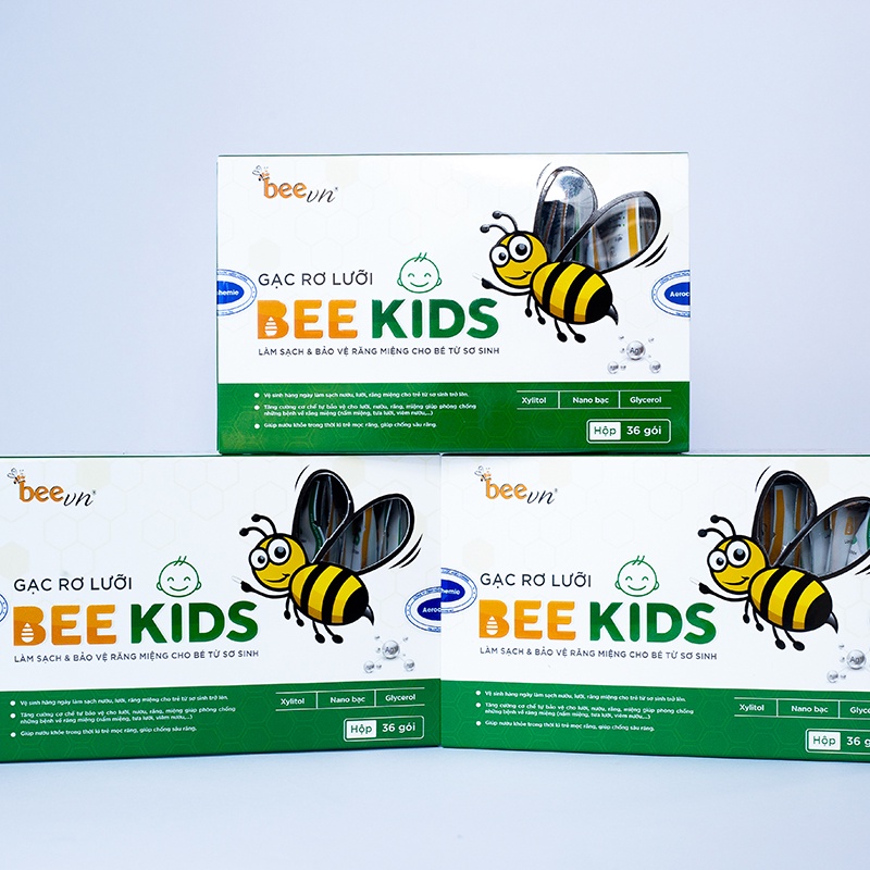 Gạc rơ lưỡi Bee Kids hộp 36 gói