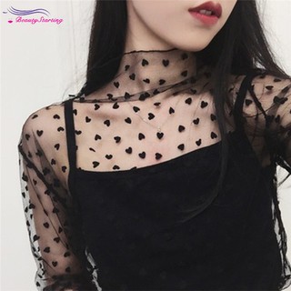 Áo lưới xuyên thấu tay dài đơn giản cho bạn nữ diện vào ngày hè