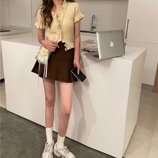 Sét áo kèm chân váy nâu thời trang nữ hot trend oder