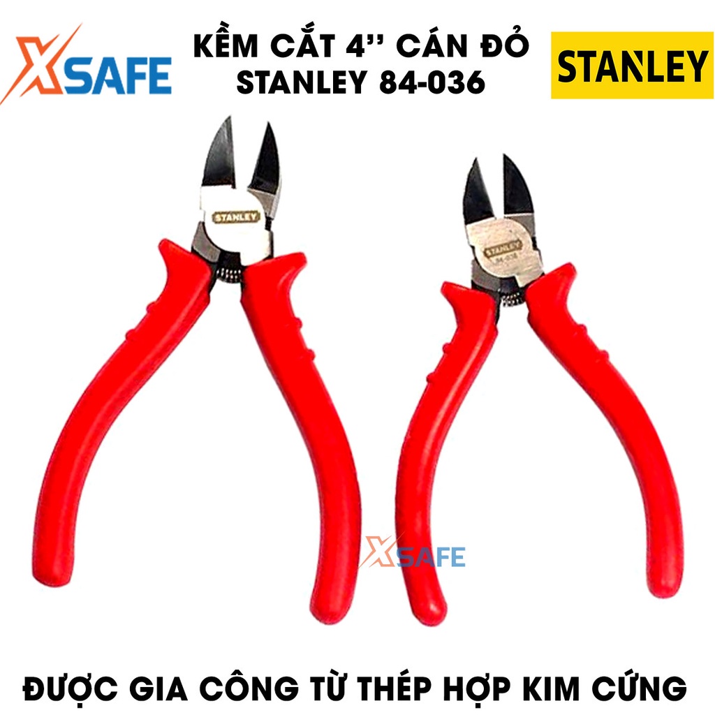 Kềm cắt 4 INCH cán đỏ STANLEY 84-036 thép hợp kim cứng Kìm Stanley tay cầm bọc nhựa êm ái, ma sát cao