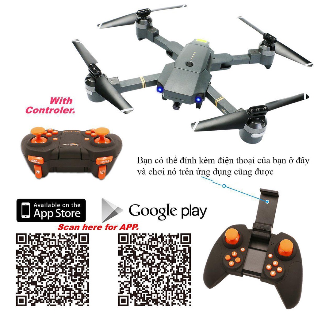 Mua flycam mini giá rẻ,Máy bay điều khiển từ xa XT-1 kết nối Wifi 2.4 GHz quay phim, chụp ảnh Full HD 720P