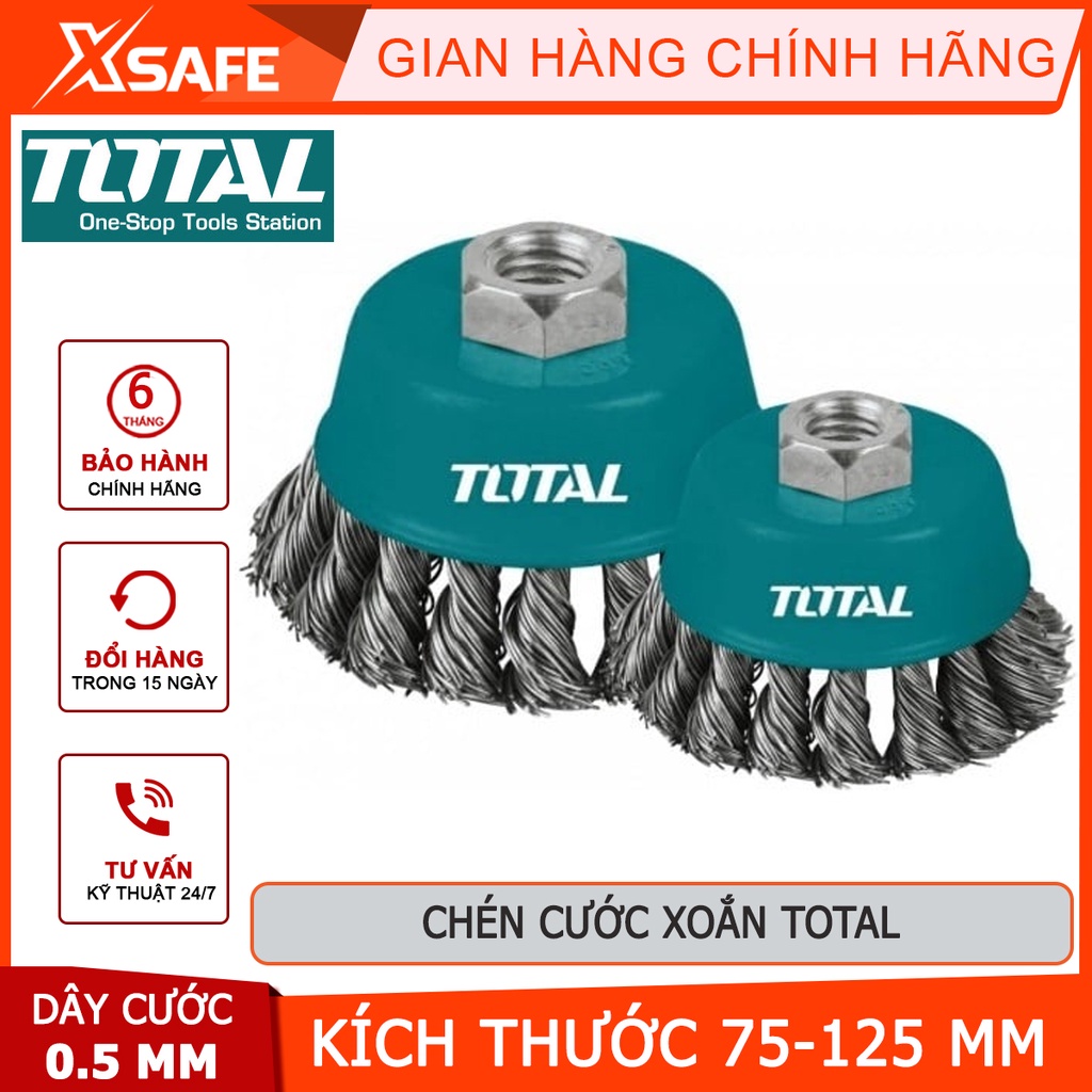 Bánh cước thép xoắn TOTAL Chén cước thau xoắn kích thước 75-125mm, đường kính dây cước 0.5mm, cốt M10 - [XSAFE]